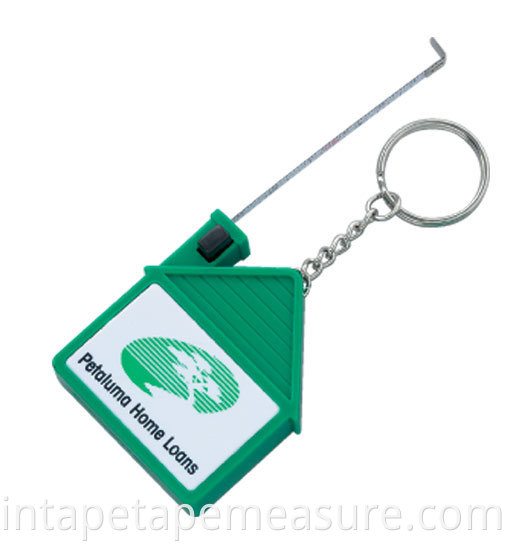 Retractable keychains mini house shape steel tape measure